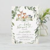 Bosdieren bos baby shower uitnodiging (Staand voorkant)