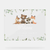 Bosdieren, Bos, Baby shower Welkom Acryl Bord (Voorkant)