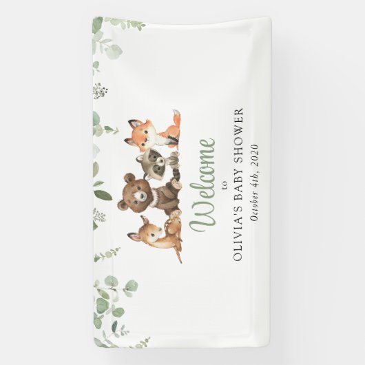 Bosdieren, Bos, Baby shower Welkom Spandoek (Verticaal)