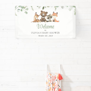 Bosdieren, Bos, Baby shower Welkom Spandoek