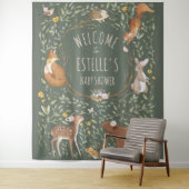 Bosdieren bos babyshower welkomstbord wandkleed (In situ)