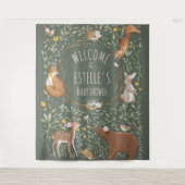 Bosdieren bos babyshower welkomstbord wandkleed (Voorkant)