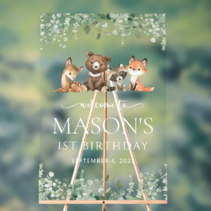 Bosdieren, Bos, Eerste Verjaardag Welkom Acryl Bord