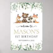 Bosdieren, Bos, Eerste Verjaardag Welkom Poster (Voorkant)
