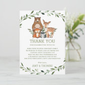 Bosdieren Bos groen Baby shower Chic Bedankkaart (Staand voorkant)
