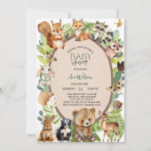 bosdieren bos houten plak baby shower kaart (Voorkant)