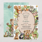 bosdieren bos houten plak baby shower kaart (Voorkant / Achterkant)