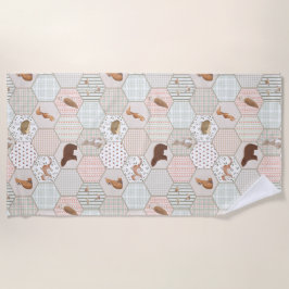 Bosdieren bos patchwork cadeau voor babyshower strandlaken