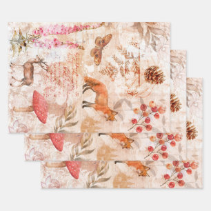 Bosdieren bos scrapbook verpakking inpakpapier vel