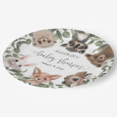 Bosdieren bos vrienden baby shower papieren bordje (Gekanteld)