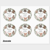 Bosdieren bos vrienden schattig baby shower ronde sticker (Vel)