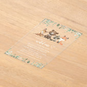 Bosdieren, Bos, Wilde, Baby shower Acryl Uitnodigingen (Laagn)