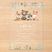 Bosdieren, Bos, Wilde, Baby shower Acryl Uitnodigingen (Voorkant)