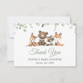 Bosdieren, Bos, Wilde, Baby shower Bedankkaart (Voorkant)