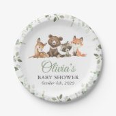 Bosdieren, Bos, Wilde, Baby shower Papieren Bordje (Voorkant)