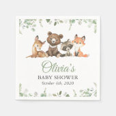 Bosdieren, Bos, Wilde, Baby shower Servet (Voorkant)
