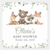 Bosdieren, Bos, Wilde, Baby shower Vierkante Sticker (Voorkant)