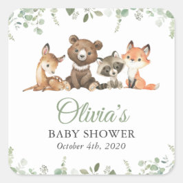 Bosdieren, Bos, Wilde, Baby shower Vierkante Sticker