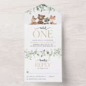 Bosdieren, Bos, Wilde, Eerste verjaardag All In One Uitnodiging (Binnen)