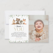 Bosdieren, Bos, Wilde, Eerste verjaardag Bedankkaart (Voorkant)