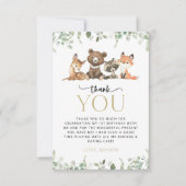 Bosdieren, Bos, Wilde, Eerste verjaardag Bedankkaart (Voorkant)