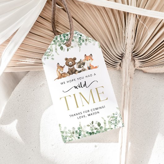 Bosdieren, Bos, Wilde, Eerste verjaardag Cadeaulabel