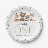 Bosdieren, Bos, Wilde, Eerste verjaardag Papieren Bordje (Voorkant)