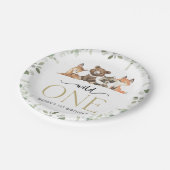 Bosdieren, Bos, Wilde, Eerste verjaardag Papieren Bordje (Gekanteld)