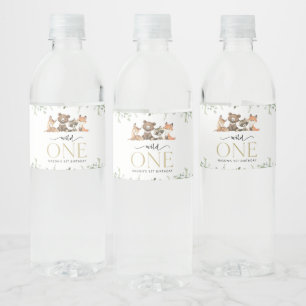 Bosdieren, Bos, Wilde, Eerste verjaardag Waterfles Etiket