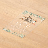 Bosdieren, Bos, Wildebras, Eerste verjaardag Acryl Uitnodigingen (Laagn)