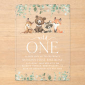 Bosdieren, Bos, Wildebras, Eerste verjaardag Acryl Uitnodigingen (Voorkant)