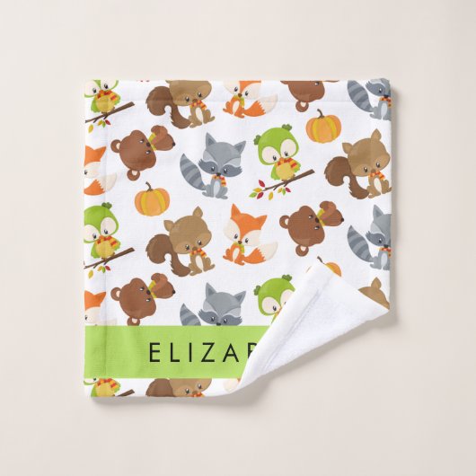Bosdieren, bosdieren, Jouw naam Bad Handdoek (Wasdoekje)