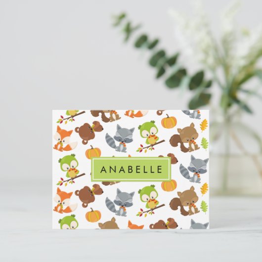Bosdieren, bosdieren, Jouw naam Briefkaart (Staand voorkant)