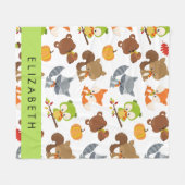 Bosdieren, bosdieren, Jouw naam Fleece Deken (Voorkant (Horizontaal))