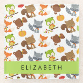 Bosdieren, bosdieren, Jouw naam Glazen Onderzetter (Voorkant)