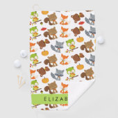 Bosdieren, bosdieren, Jouw naam Golfhanddoek (Insitu)