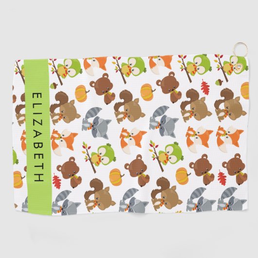 Bosdieren, bosdieren, Jouw naam Golfhanddoek (Horizontaal)