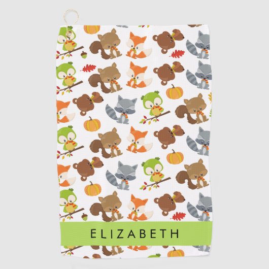 Bosdieren, bosdieren, Jouw naam Golfhanddoek (Voorkant)