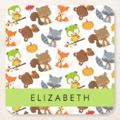 Bosdieren, bosdieren, Jouw naam Kartonnen Onderzetters (Voorkant)
