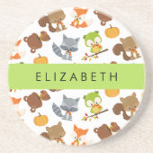 Bosdieren, bosdieren, Jouw naam Zandsteen Onderzetter (Voorkant)