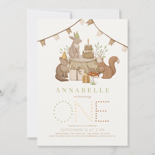 Bosdieren Bosfeest 1e verjaardag Kaart (Voorkant)