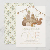 Bosdieren Bosfeest 1e verjaardag Kaart (Voorkant / Achterkant)