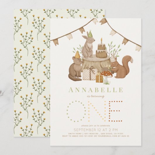 Bosdieren Bosfeest 1e verjaardag Kaart (Voorkant / Achterkant)