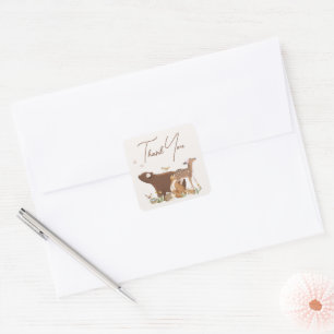 Bosdieren Bosvrienden Baby Shower Bedankt  Vierkante Sticker