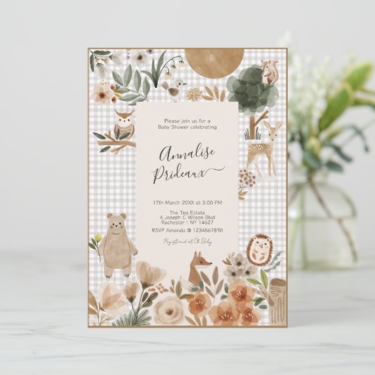 Bosdieren Bosvrienden Baby Shower Kaart (Staand voorkant)