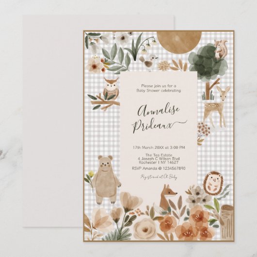 Bosdieren Bosvrienden Baby Shower Kaart (Voorkant / Achterkant)