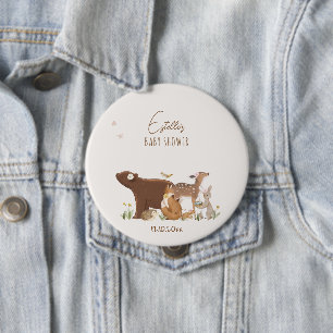 Bosdieren Bosvrienden Baby Shower Ronde Button 4,0 Cm