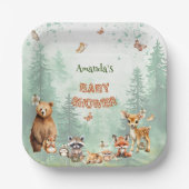 Bosdieren botanisch baby shower papieren bordje (Voorkant)