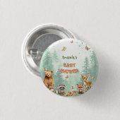 Bosdieren botanisch baby shower ronde button 3,2 cm (Voorkant /achterkant)