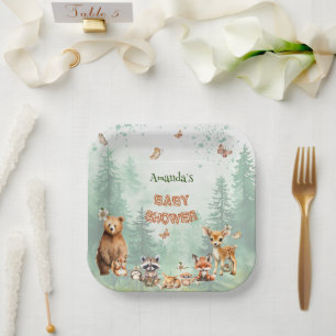 Bosdieren botanische baby shower papieren bordje